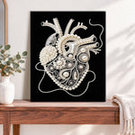Finished mechanical pearl heart pearl diamond painting artwork displayed as home decor