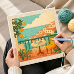 Creating handmade mediterranean balcony punch needle artwork