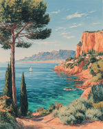Mediterranean coastal view cross stitch kit for beginners
