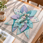 Mermaid handmade quilted bow displayed on a table as seasonal home decor