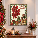 Finished merry christmas home decor motif pearl diamond painting artwork displayed as holiday home decor
