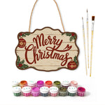 Merry christmas ornaments paint by numbers door hanger with paints and brushes
