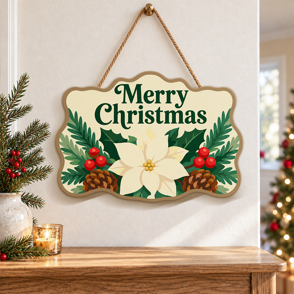 Merry christmas poinsettia paint by numbers door hanger as indoor wall decor