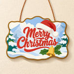 Merry christmas santa hat and bell paint by numbers door hanger finished design
