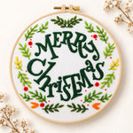 Merry christmas wreath embroidery kit
