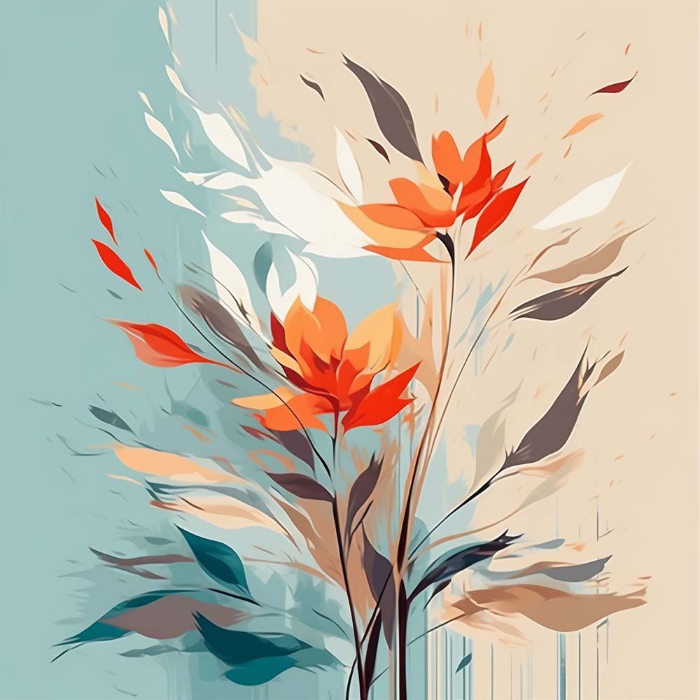 Minimal autumn floral print cross stitch kit for beginners
