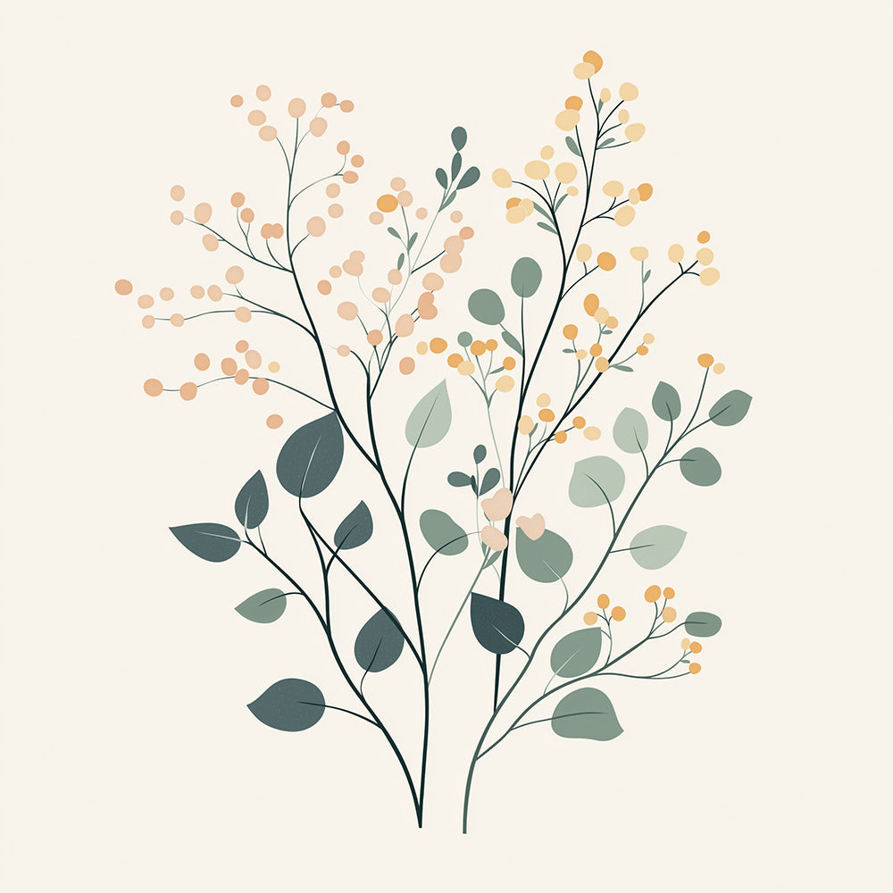 Minimal eucalyptus botanical print cross stitch kit for beginners