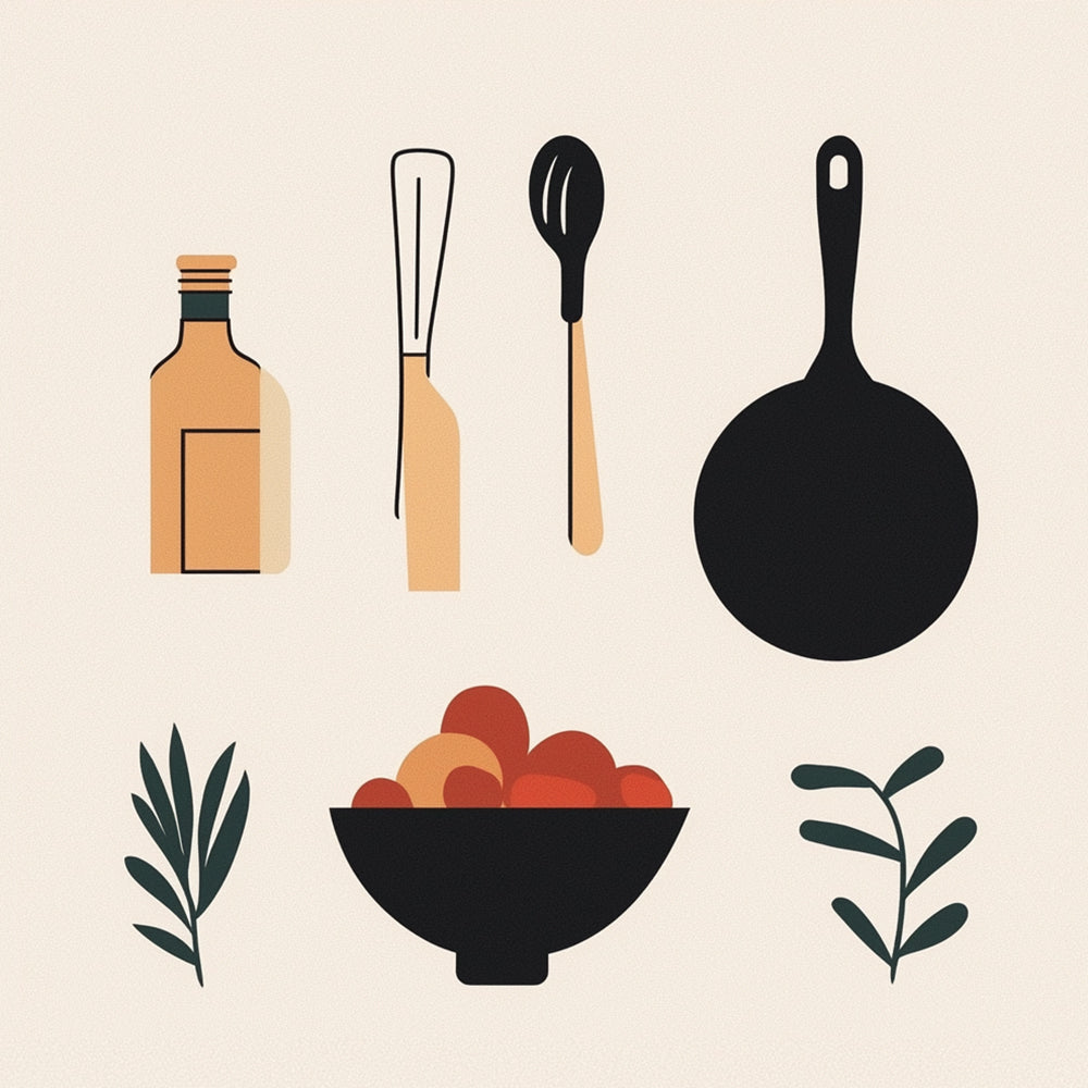 Minimal kitchen utensils cross stitch kit for beginners
