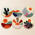 Minimalist desert plant punch needle coaster kit finished handmade coasters