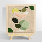 Minimalist peach cocktail with lime punch needle kit for beginners