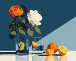 Minimalist rose and citrus cross stitch kit for beginners