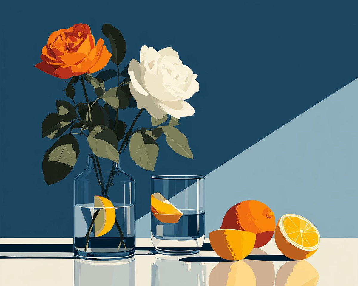 Minimalist rose and citrus cross stitch kit for beginners