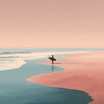 Minimalist solitary surfer at sunset cross stitch kit for beginners