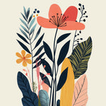 Minimalist stylized floral leaves cross stitch kit for beginners