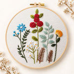 Mixed botanical floral embroidery kit