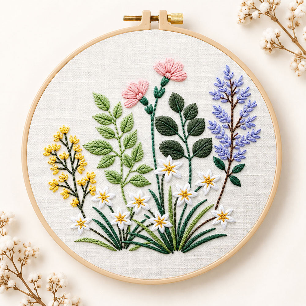 Mixed spring blooms embroidery kit