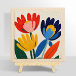 Modern abstract and colorful flowers punch needle kit for beginners