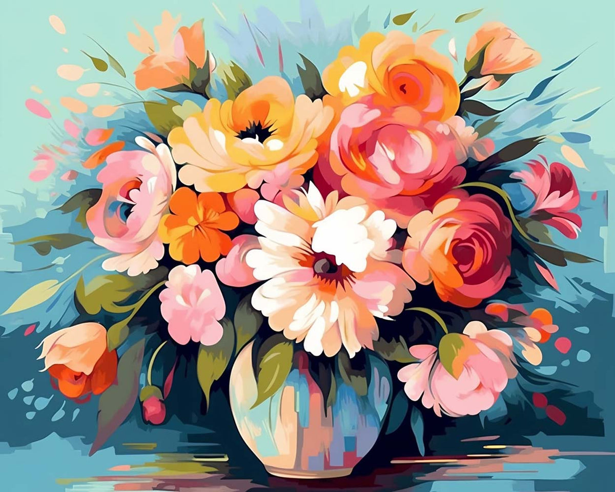 Modern abstract floral vase art cross stitch kit for beginners