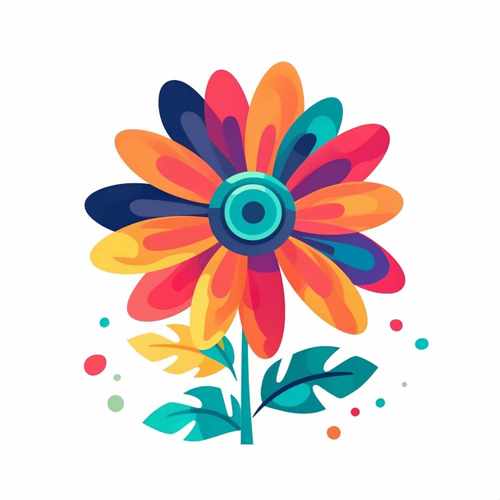 Modern flat floral illustration cross stitch kit for beginners