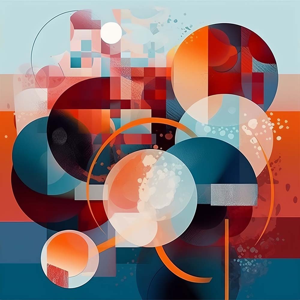 Modern geometric abstract shapes cross stitch kit for beginners