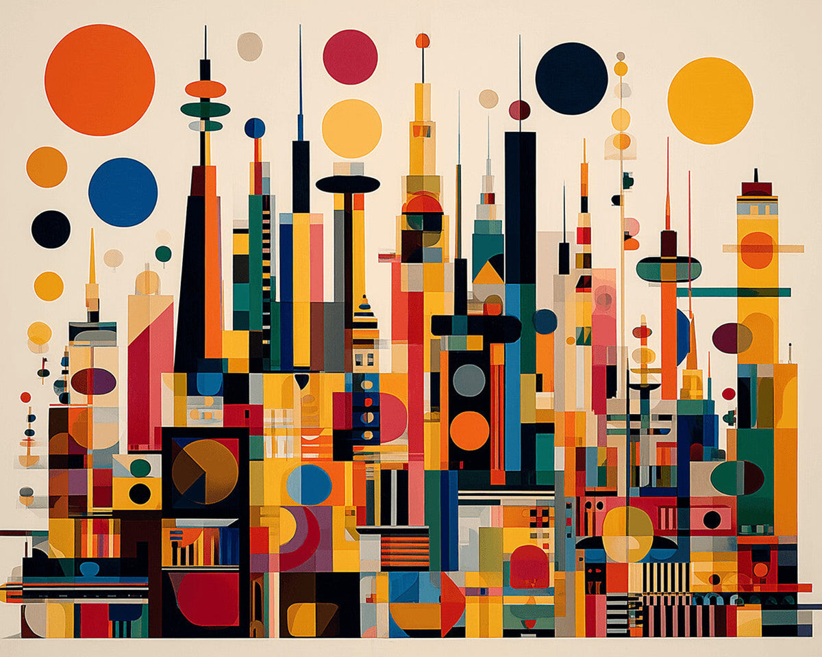 Modern geometric cityscape cross stitch kit for beginners