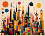 Modern geometric cityscape cross stitch kit for beginners