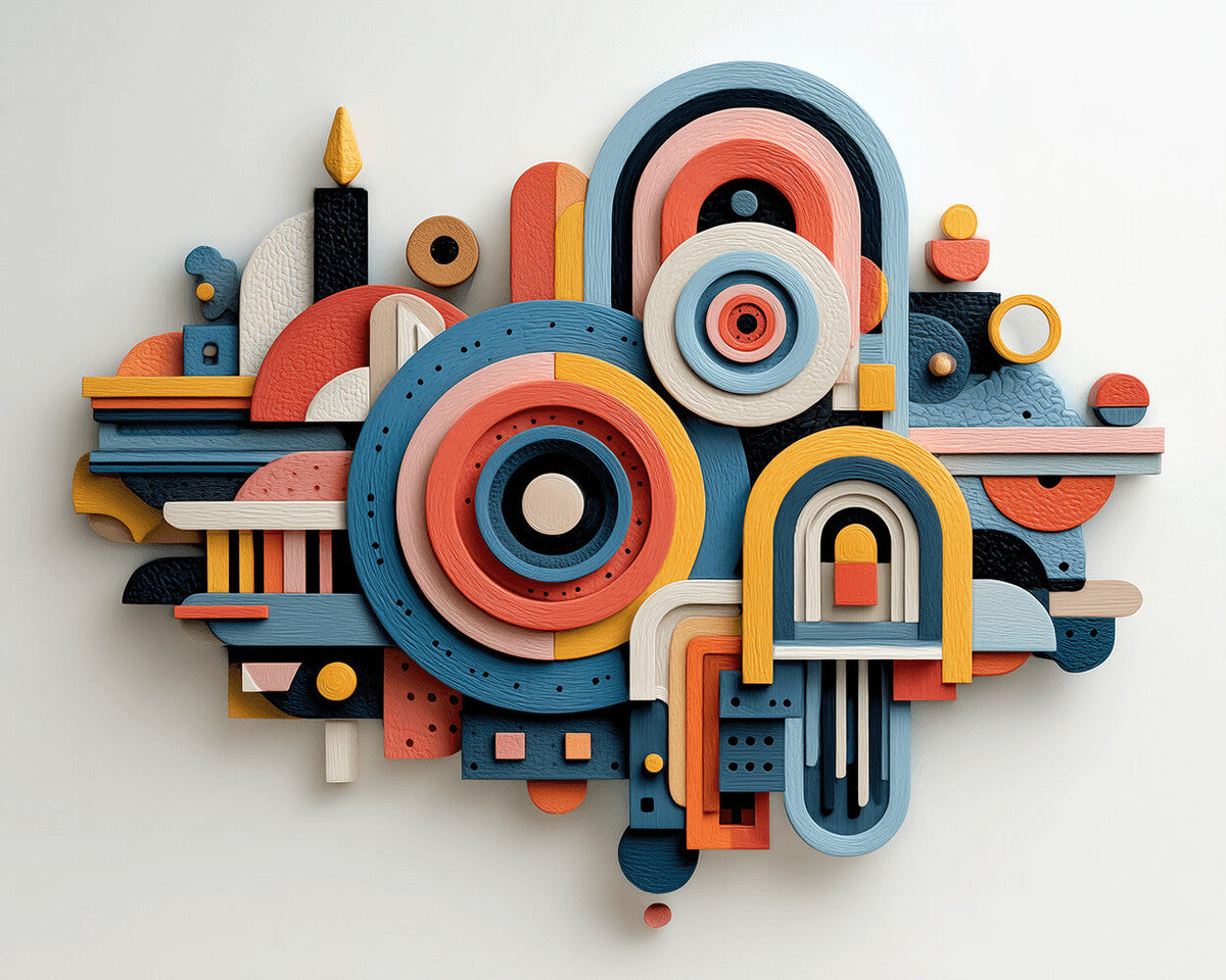 Modern geometric wood art cross stitch kit for beginners