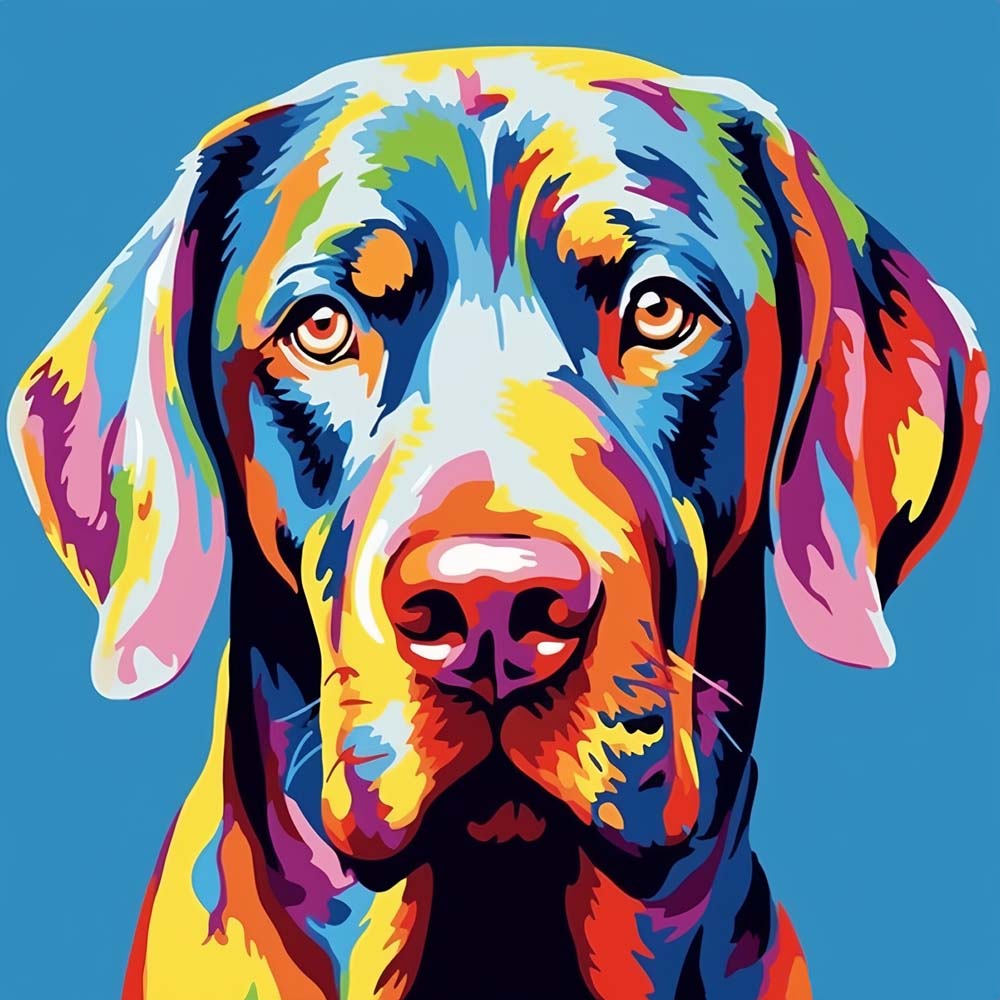 Modern pop art labrador retriever cross stitch kit for beginners