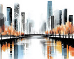 Modern waterfront skyline cross stitch kit for beginners