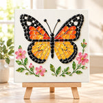 Monarch butterfly sea glass art kit finished artwork on display