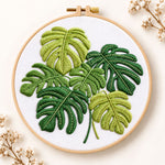Monstera leaf embroidery kit