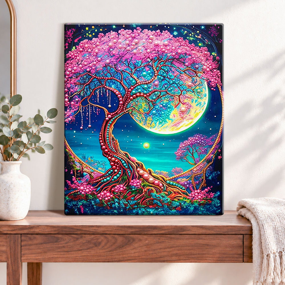 Moon tree with pearls pearl diamond painting kit for beginners
