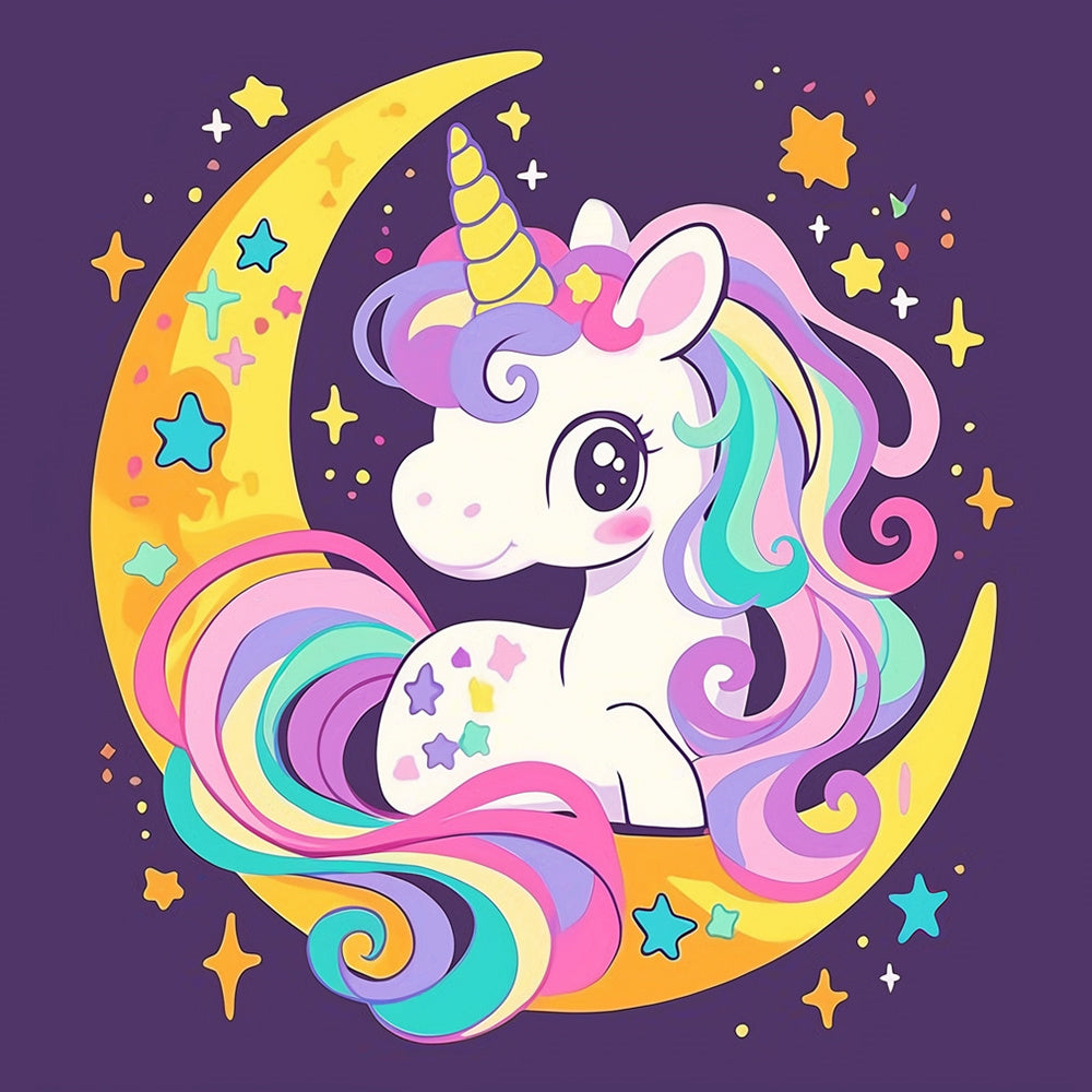Moon unicorn cartoon cross stitch kit for beginners