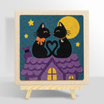Moonlight cat love punch needle kit for beginners