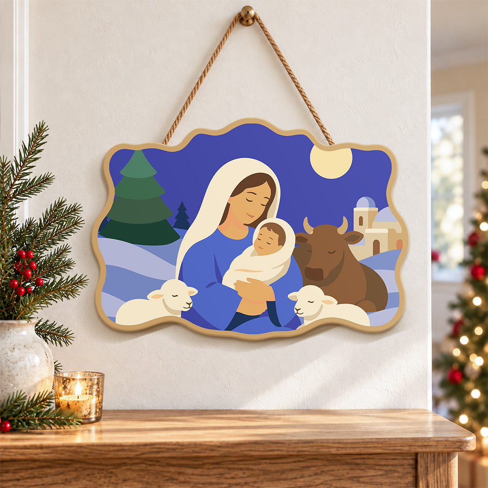 Moonlight holy embrace paint by numbers door hanger as indoor wall decor