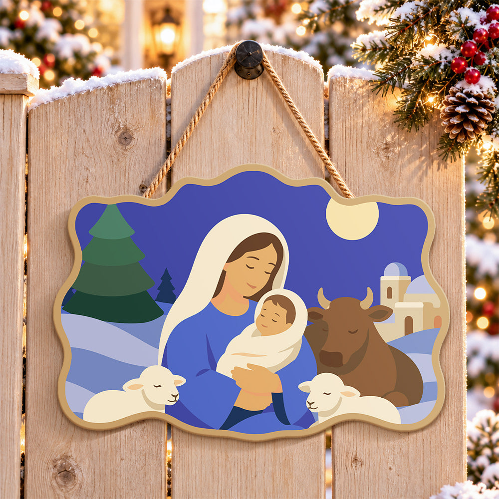 Moonlight holy embrace paint by numbers door hanger on a garden gate
