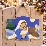 Moonlight holy embrace paint by numbers door hanger on a garden gate