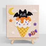 Moonlit bat ice cream punch needle kit for beginners