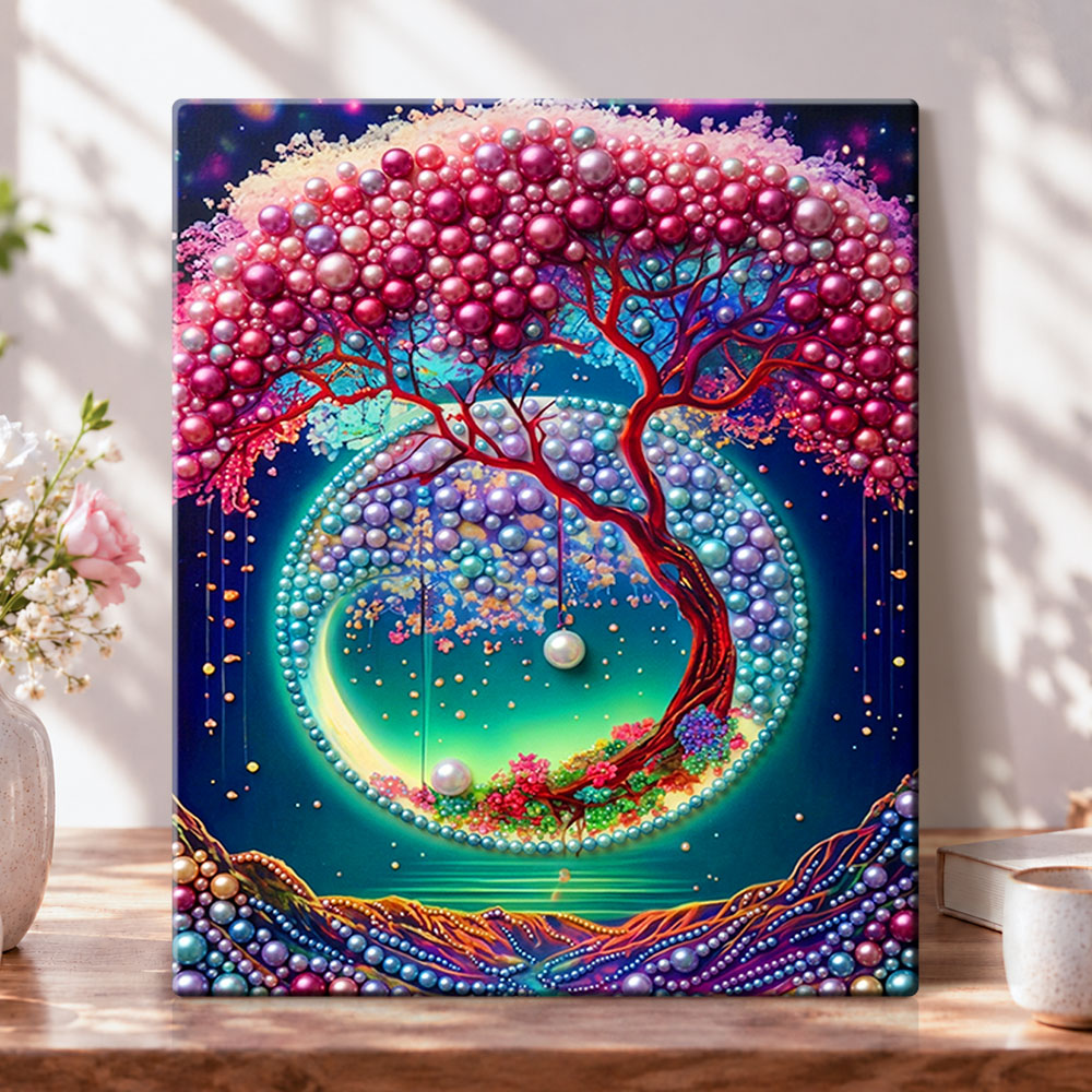 Moonlit beaded tree pearl diamond painting kit for beginners