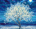 Moonlit blossom tree cross stitch kit for beginners