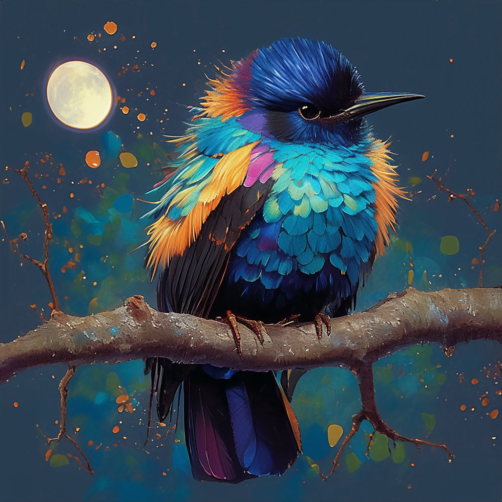 Moonlit blue bird cross stitch kit for beginners