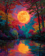 Moonlit colorful forest cross stitch kit for beginners