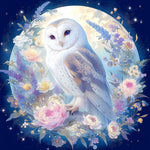 Moonlit floral owl cross stitch kit for beginners