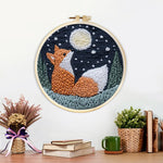 Finished moonlit fox artwork displayed on a wall