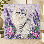 Moonlit lavender cat pearl diamond painting kit for beginners