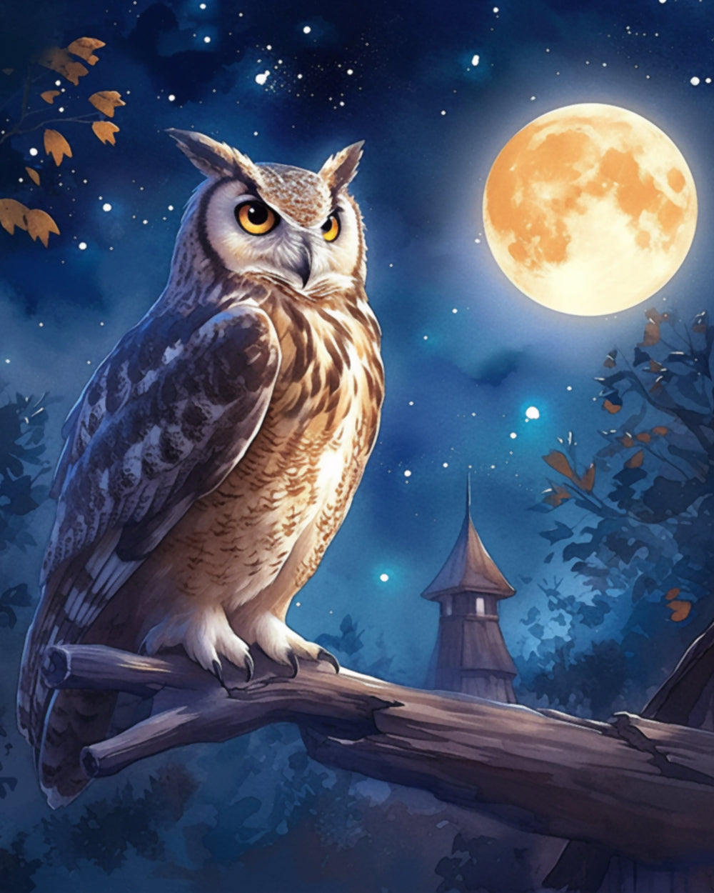Moonlit night owl cross stitch kit for beginners