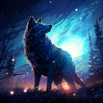 Moonlit night wolf cross stitch kit for beginners