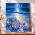 Moonlit ocean shells pearl diamond painting kit for beginners
