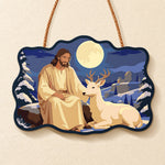 Moonlit peaceful moment paint by numbers door hanger finished design