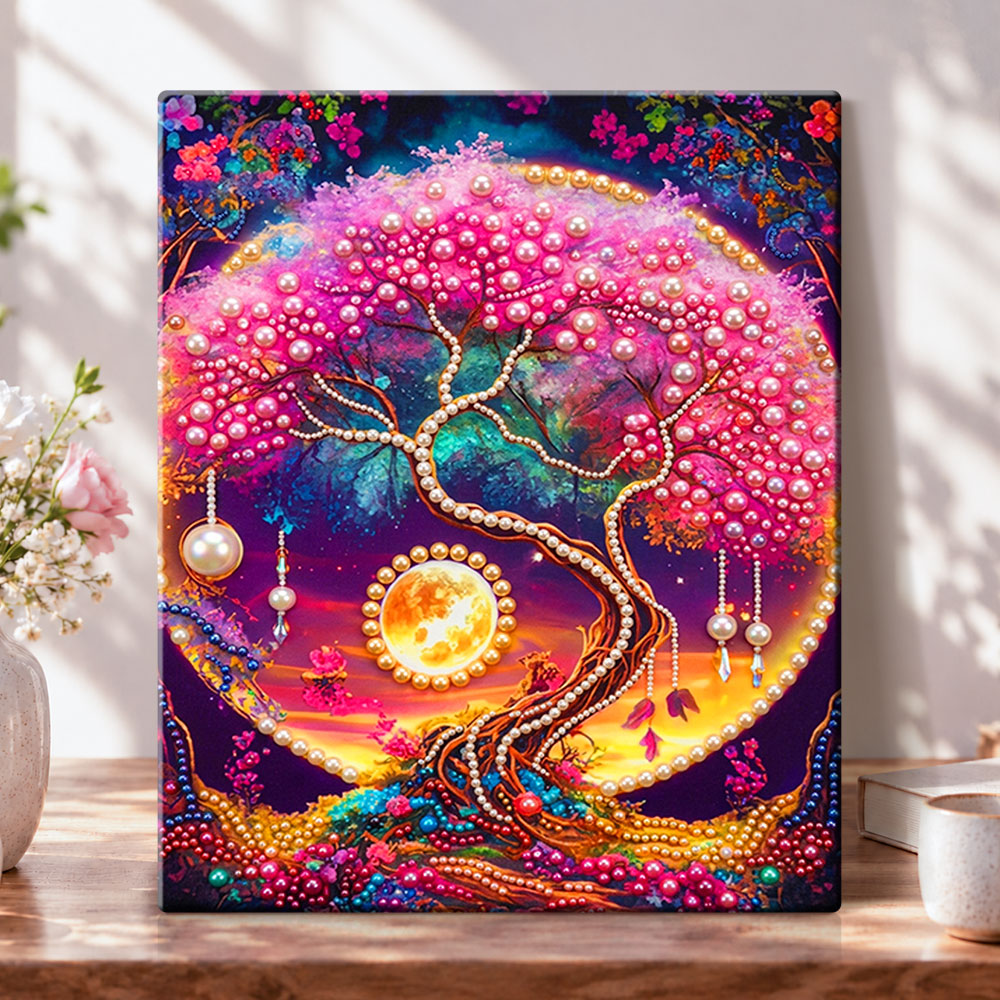 Moonlit tree of pearls pearl diamond painting kit for beginners